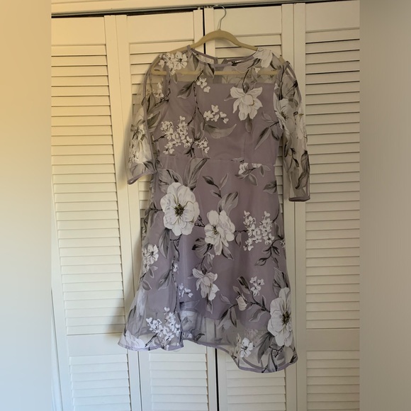 Grey Floral Midi Dress - Picture 1 of 2
